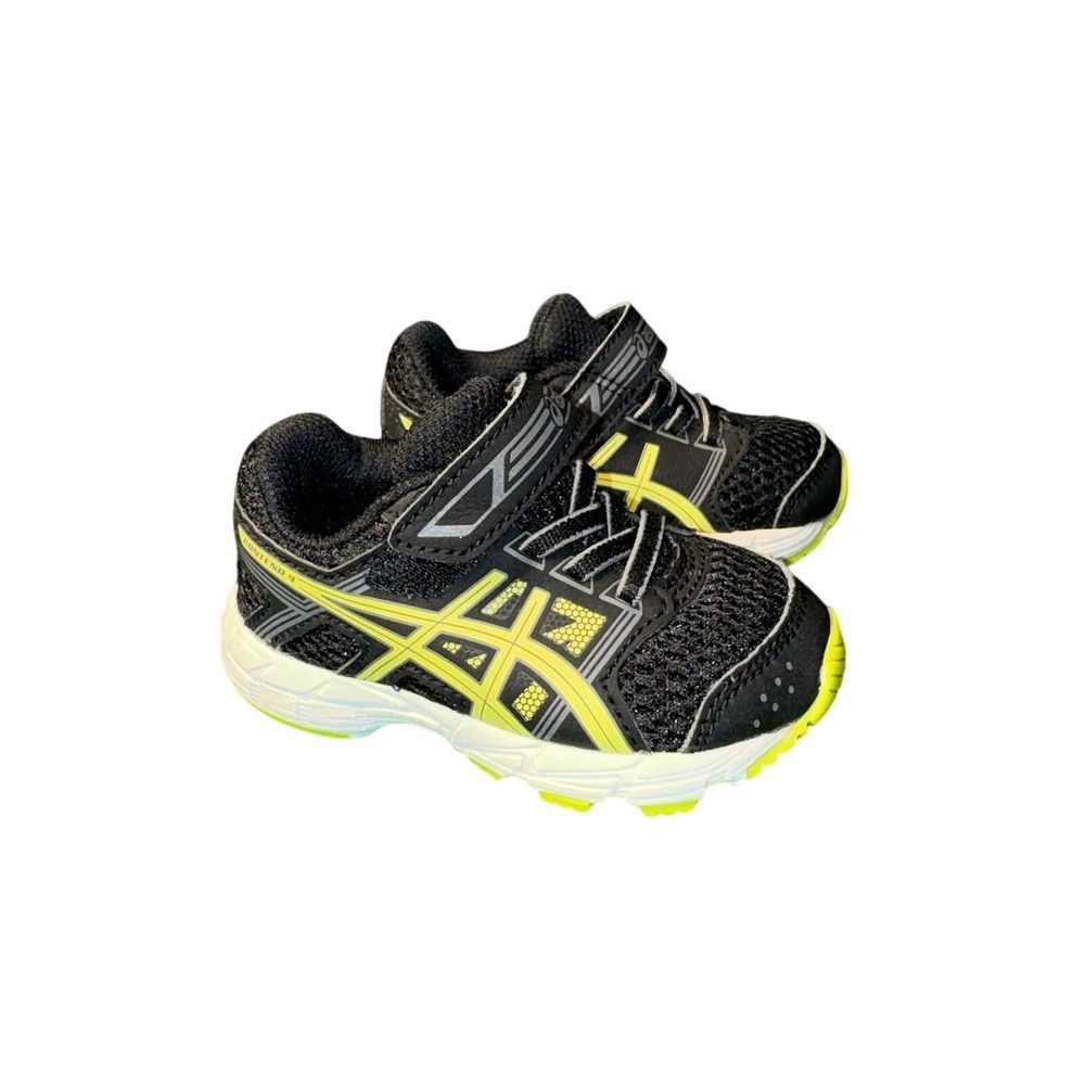 ASICS Pre Contend 4 Black Volt Green Infant Toddler 4C Sneakers C815N
